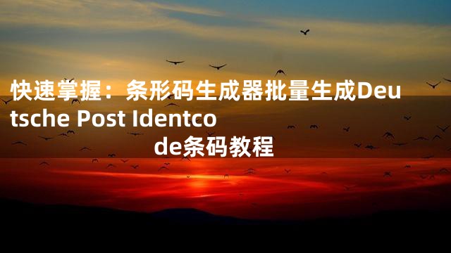 快速掌握：條形碼生成器批量生成Deutsche Post Identcode條碼教程