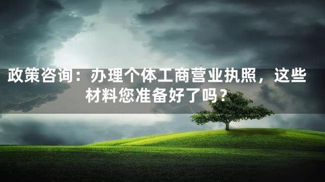 政策咨詢：辦理個(gè)體工商營(yíng)業(yè)執(zhí)照，這些材料您準(zhǔn)備好了嗎？