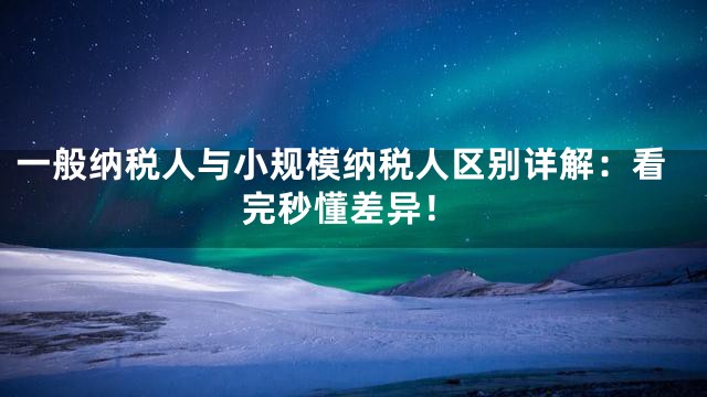 一般納稅人與小規(guī)模納稅人區(qū)別詳解：看完秒懂差異！